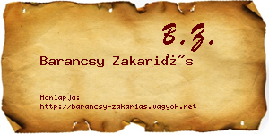 Barancsy Zakariás névjegykártya